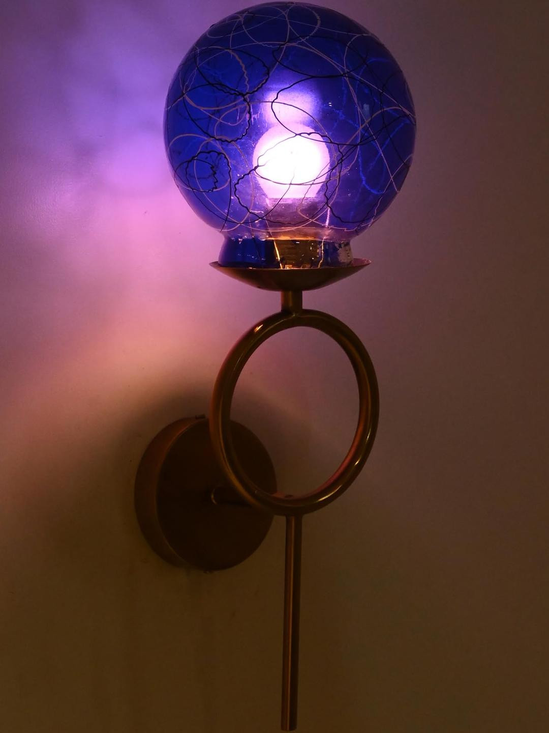 SOMIL Blue and White Glass Wall Night Lamp for Home Decor