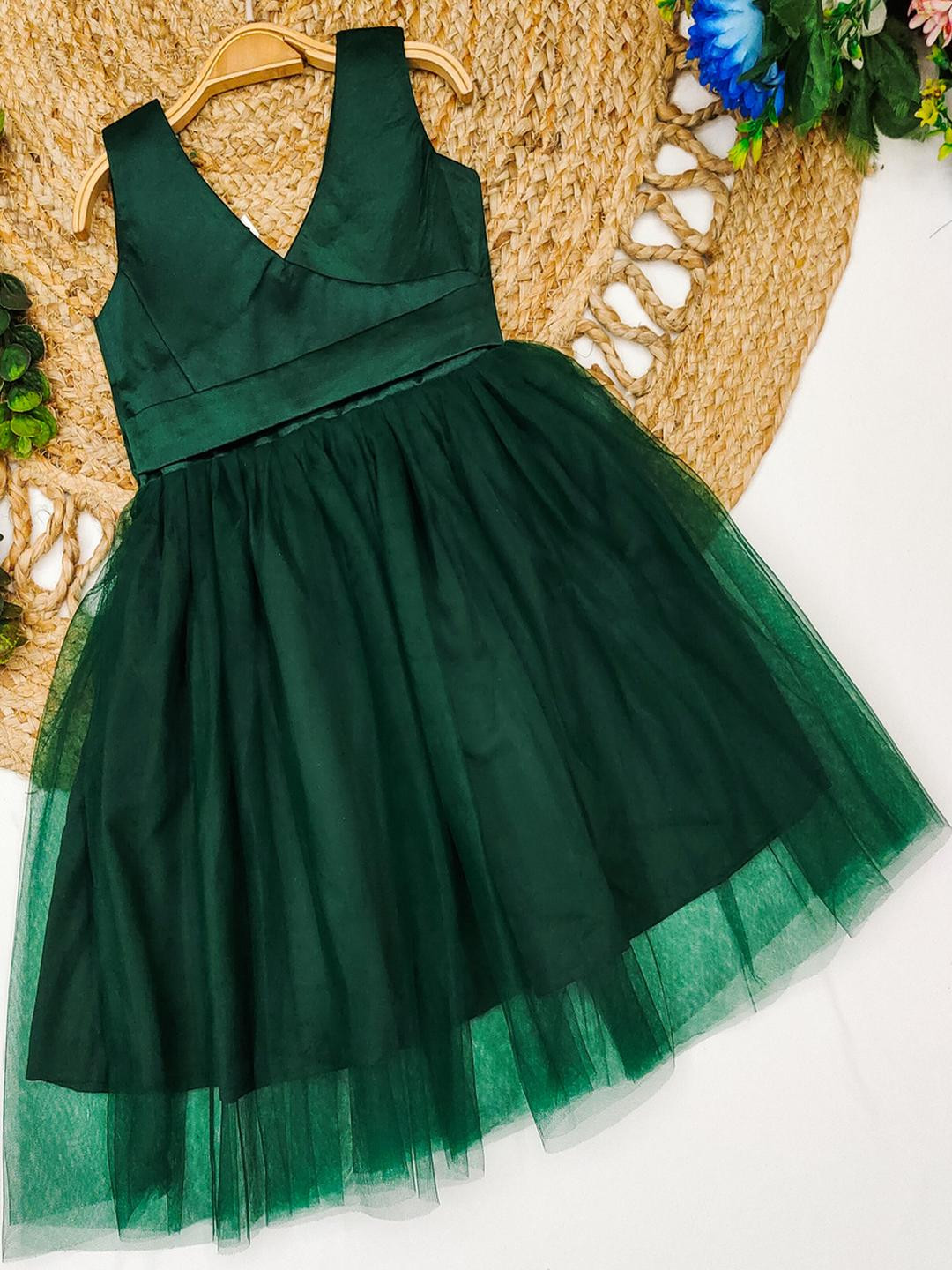 Tejam Kids-Girls Embellished V-Neck Dresses