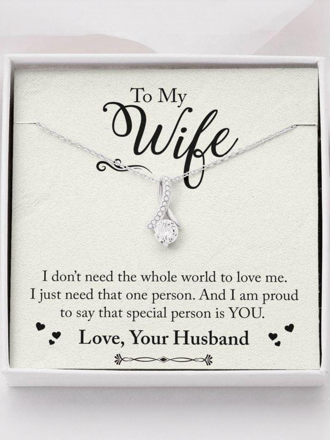 Silver Gift Wife Necklace, Valentines Day Gift For Wife Romantic Wife Gift Gift For Wife Necklace