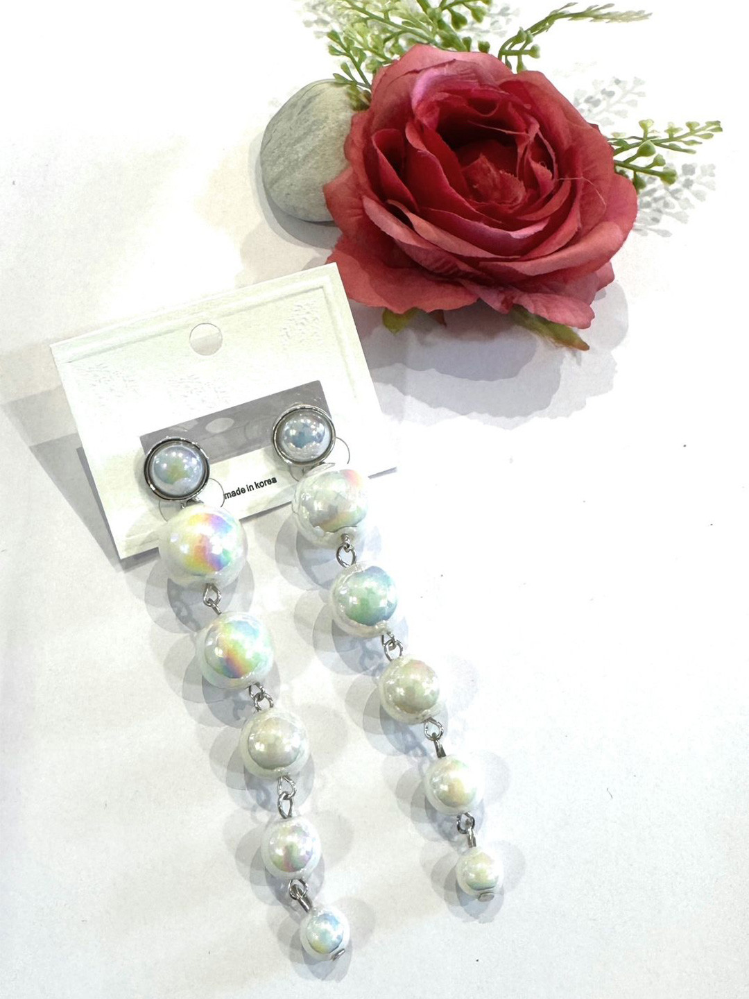 UWISH Silver-Plated Pearls Beaded Circular Shaped Drop Earrings