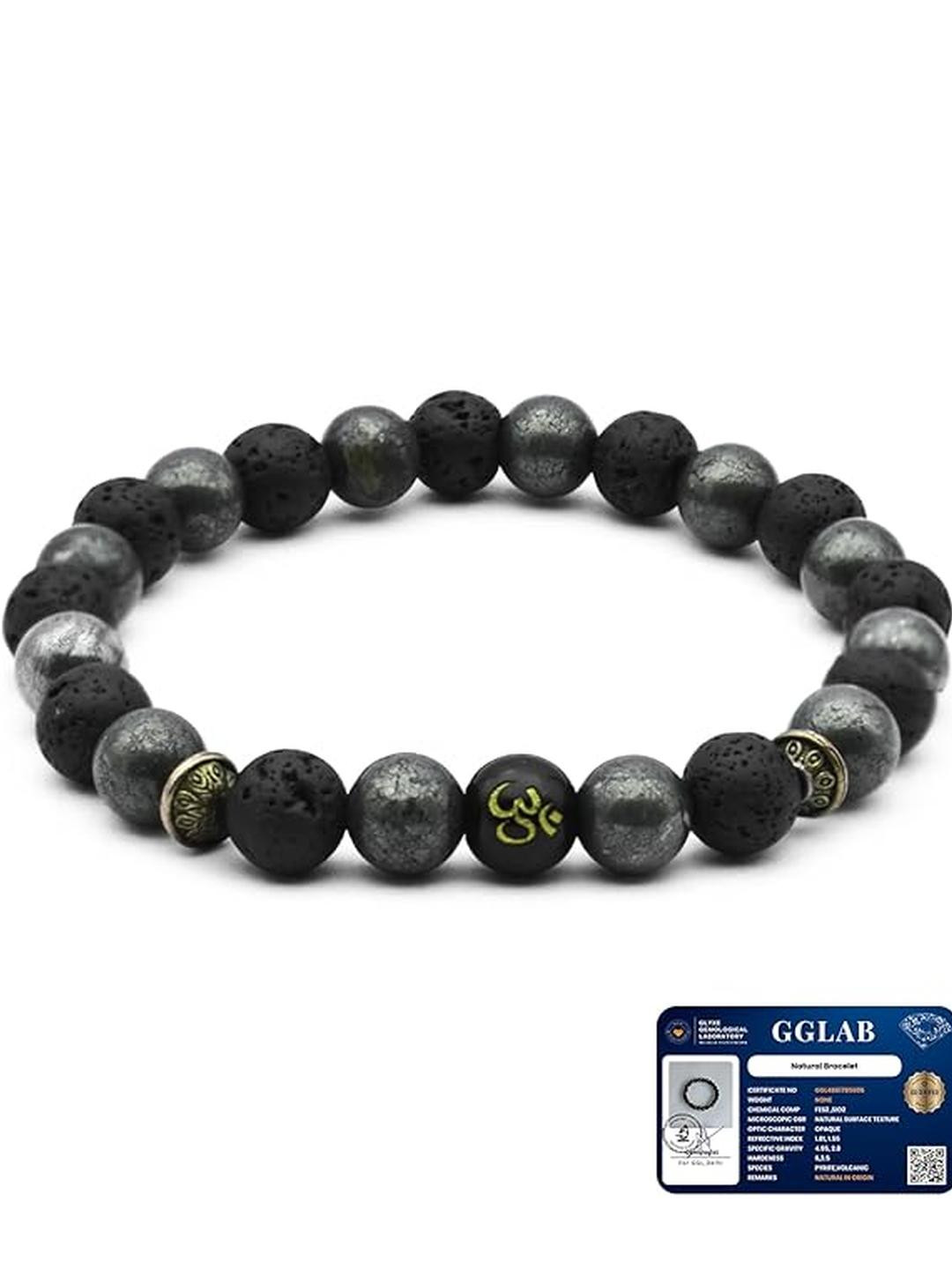 HEALINGGEMS Unisex Pyrite Wealth OM Bracelet