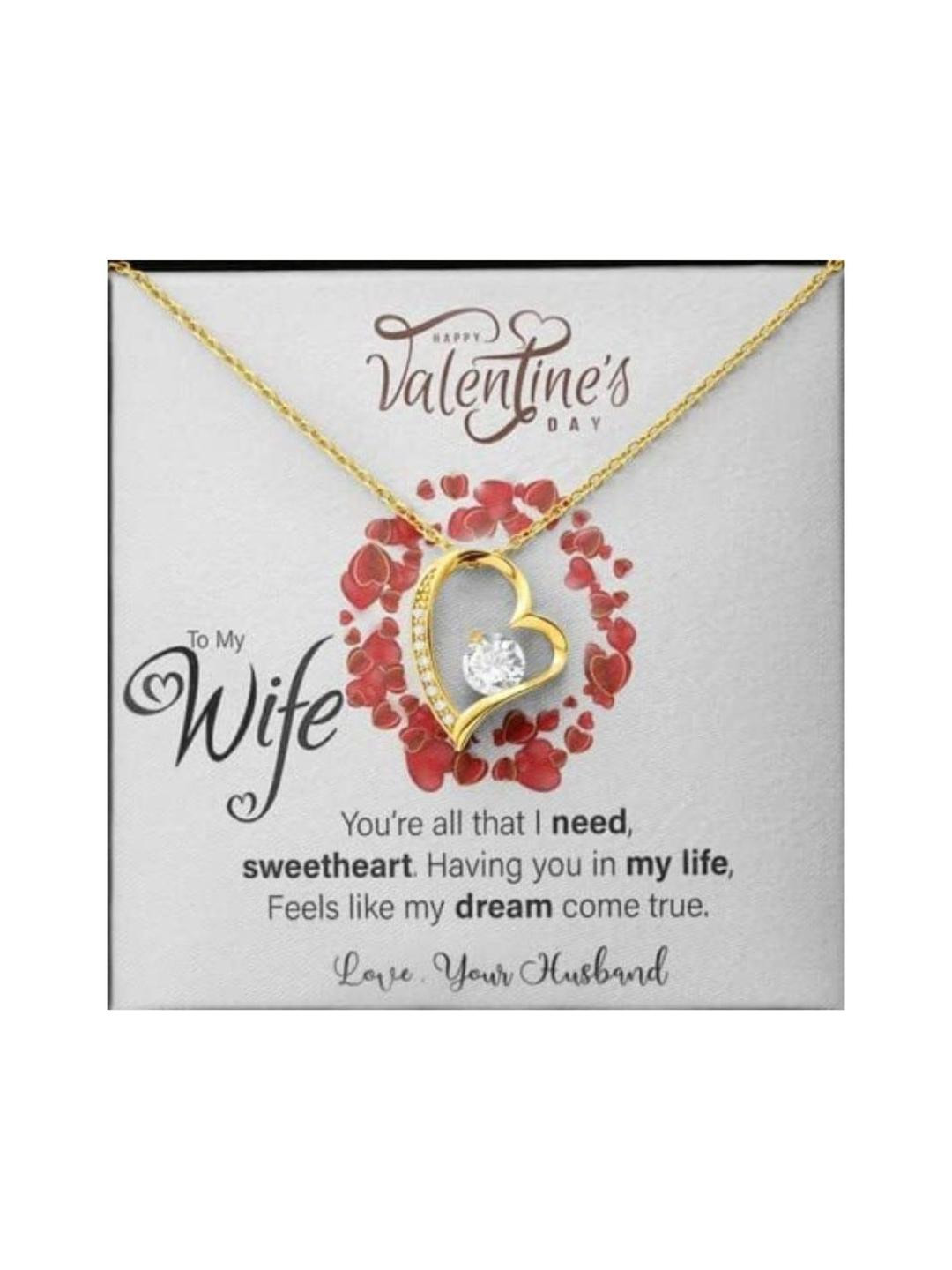 Silver Gift Wife Necklace, To My Gorgeous Wife Necklace Interlocking Hearts Necklace With Gift Box