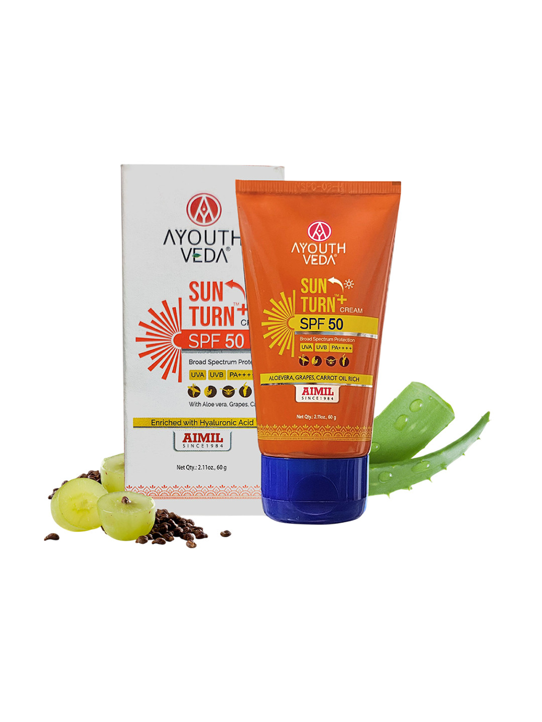 AYOUTHVEDA Sun Turn+ Cream SPF 50 With Hyaluronic Acid- 60 g