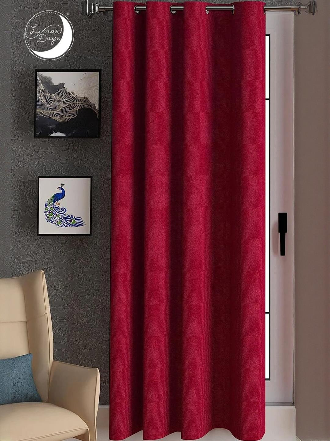 Lunar Days Set of 1 Maroon Eyelet Ring Door Curtain
