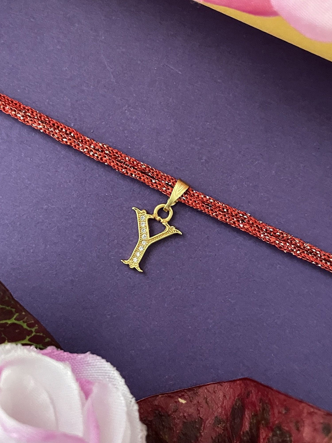Digital Dress Room Y Letter Initial AD Studded Thread Rakhi
