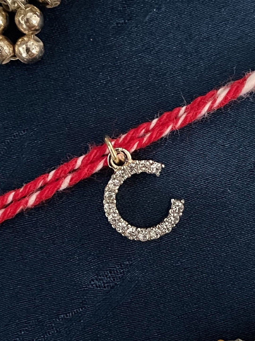 Digital Dress Room C Letter Initial AD Studded Thread Rakhi