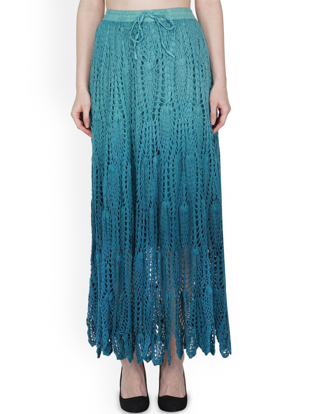 USHA ENTERPRISES Self Design Pure Cotton Crochet Maxi Skirt