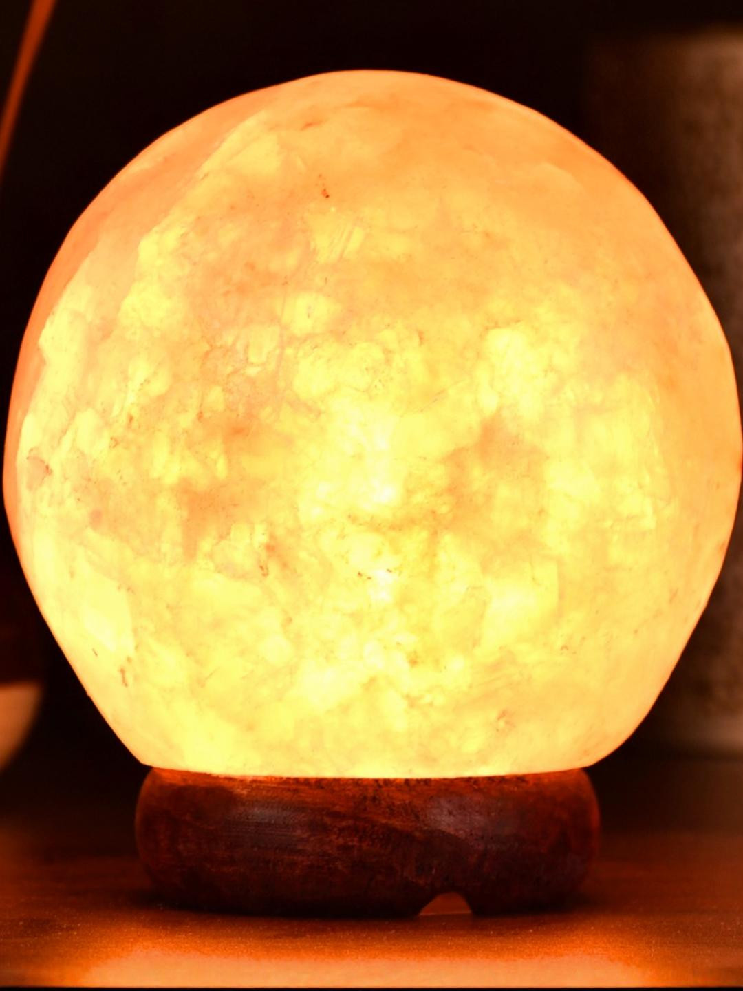 GLOBAL AROMA Pink Wood Contemporary Spherical Table Lamp