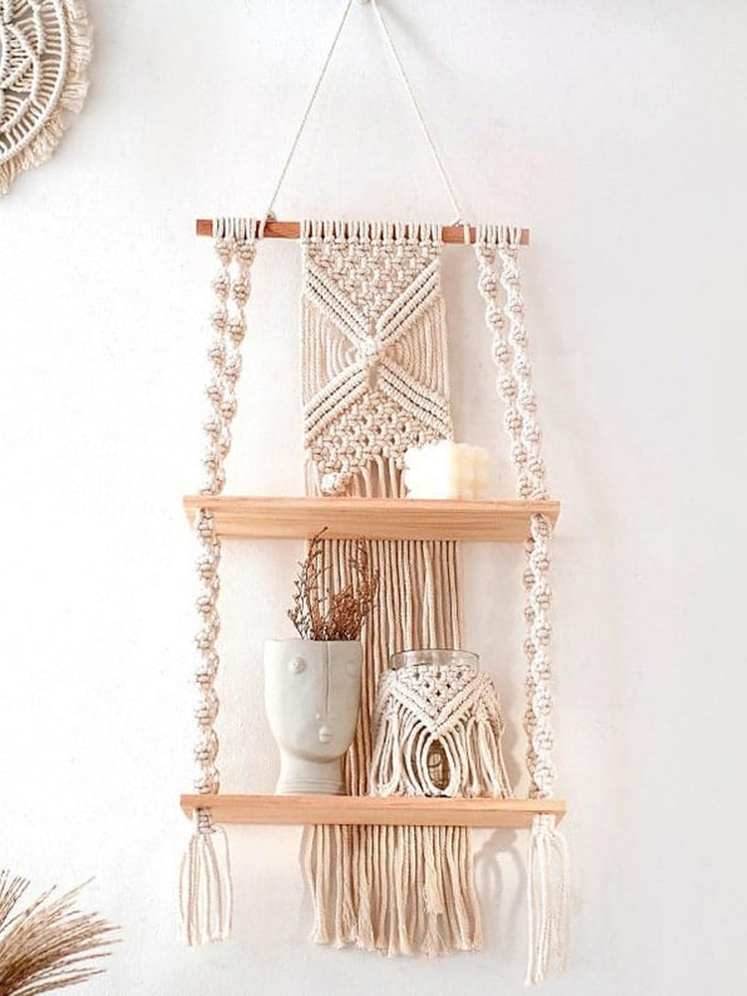 Aain Wood Tasselled Matte Hanging Hall Tapestries & Macrame-29.5In