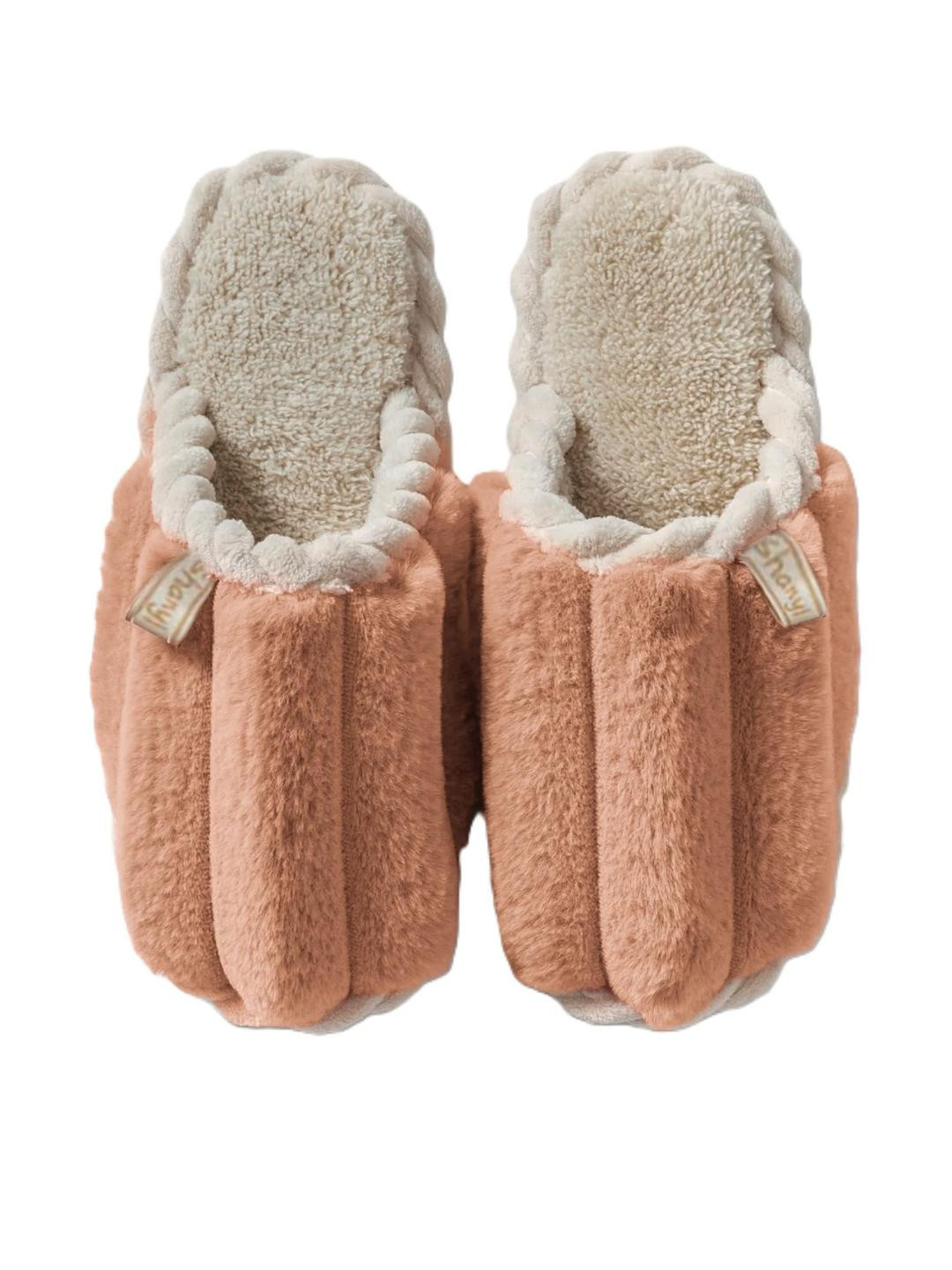 DRUNKEN Women Winter Orange Fur Room Slippers