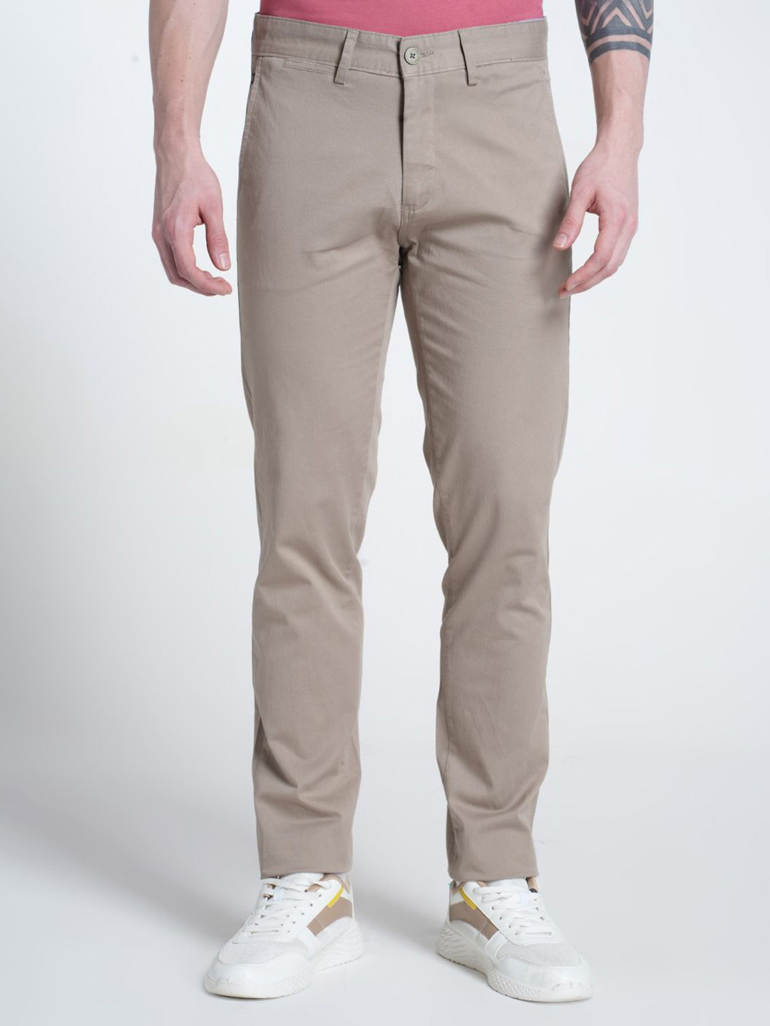 Double Two Men Smart Slim Fit Cotton Chambray Chinos Trousers