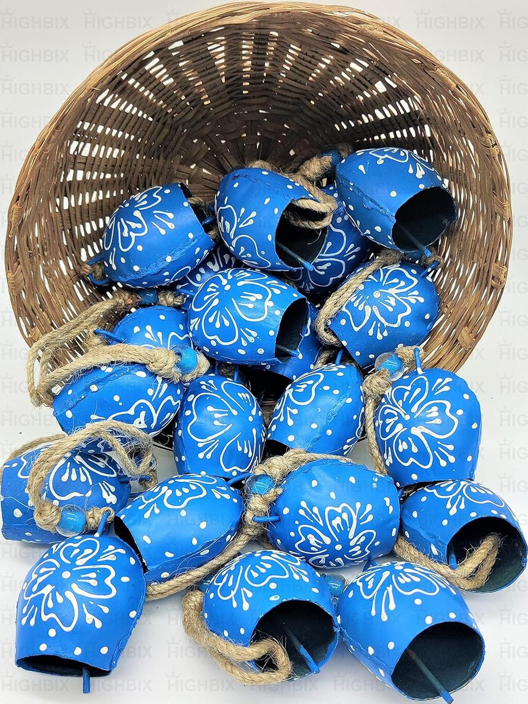 Hand Painted Festive Dcor Hanging Bells Set of 10