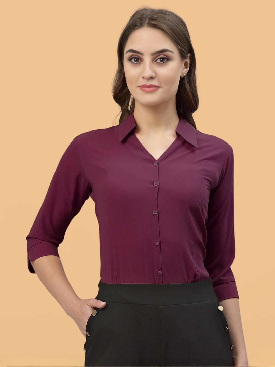 Ethic Glance Women Maroon Shirts