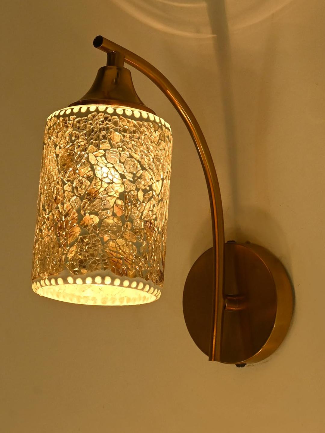 Somil Premium Designer Glass Wall/Night Lamp  Elegant  & Stylish Dcor Accent for Modern Interiors,  Color Blue, White, Size:- 9.5 x 9.5 x 31.5 CM