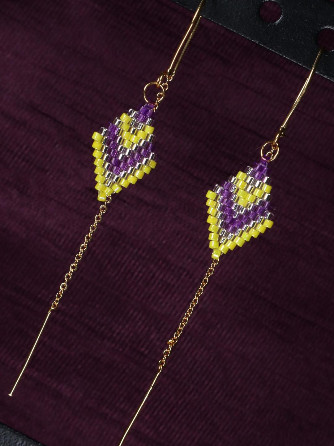 Threads & Beads Women's Beaded Diamond Shaped Drop Earrings