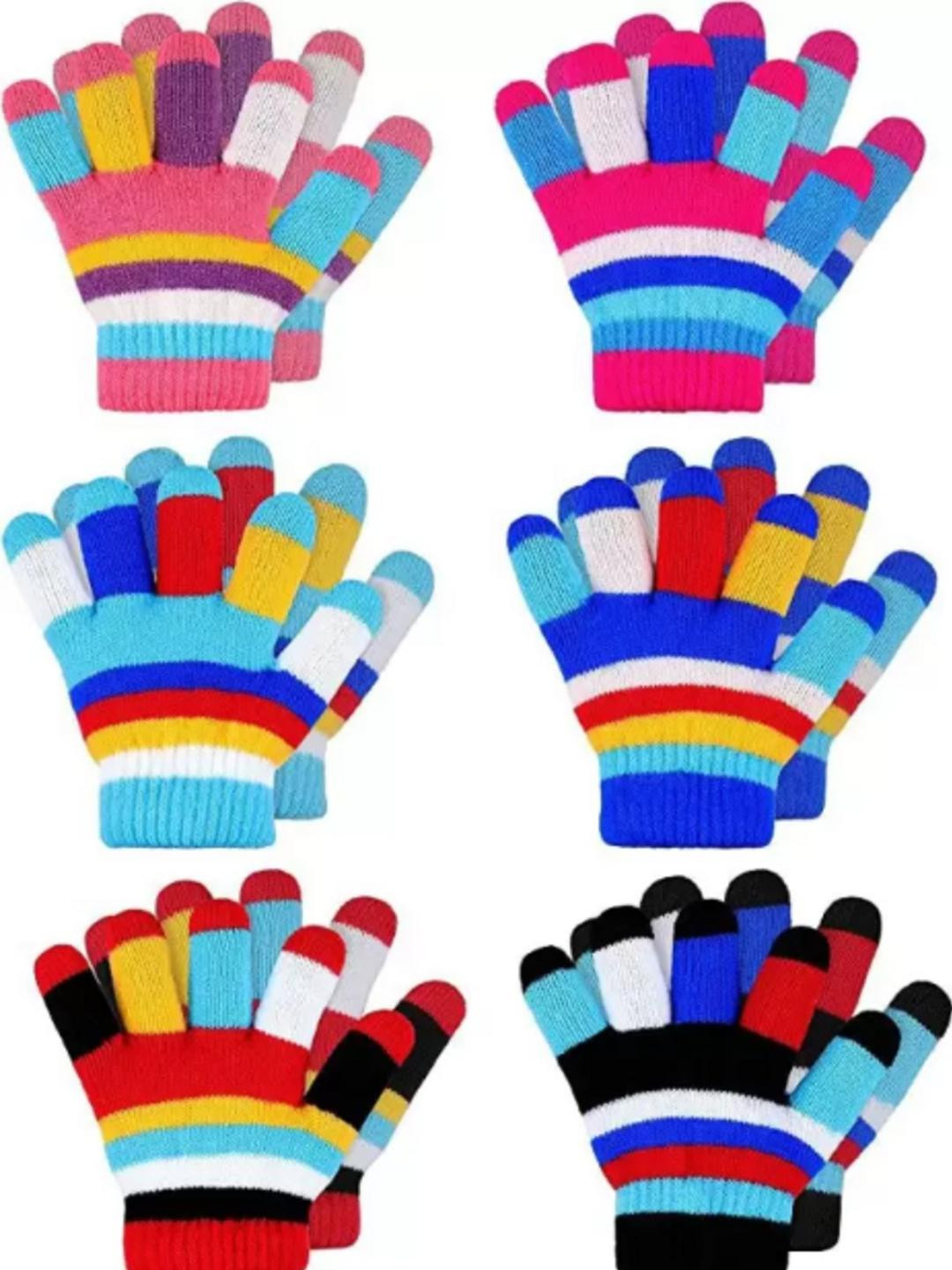FIRMED STRING Kids Set Of 6 Patterned Winter Gloves
