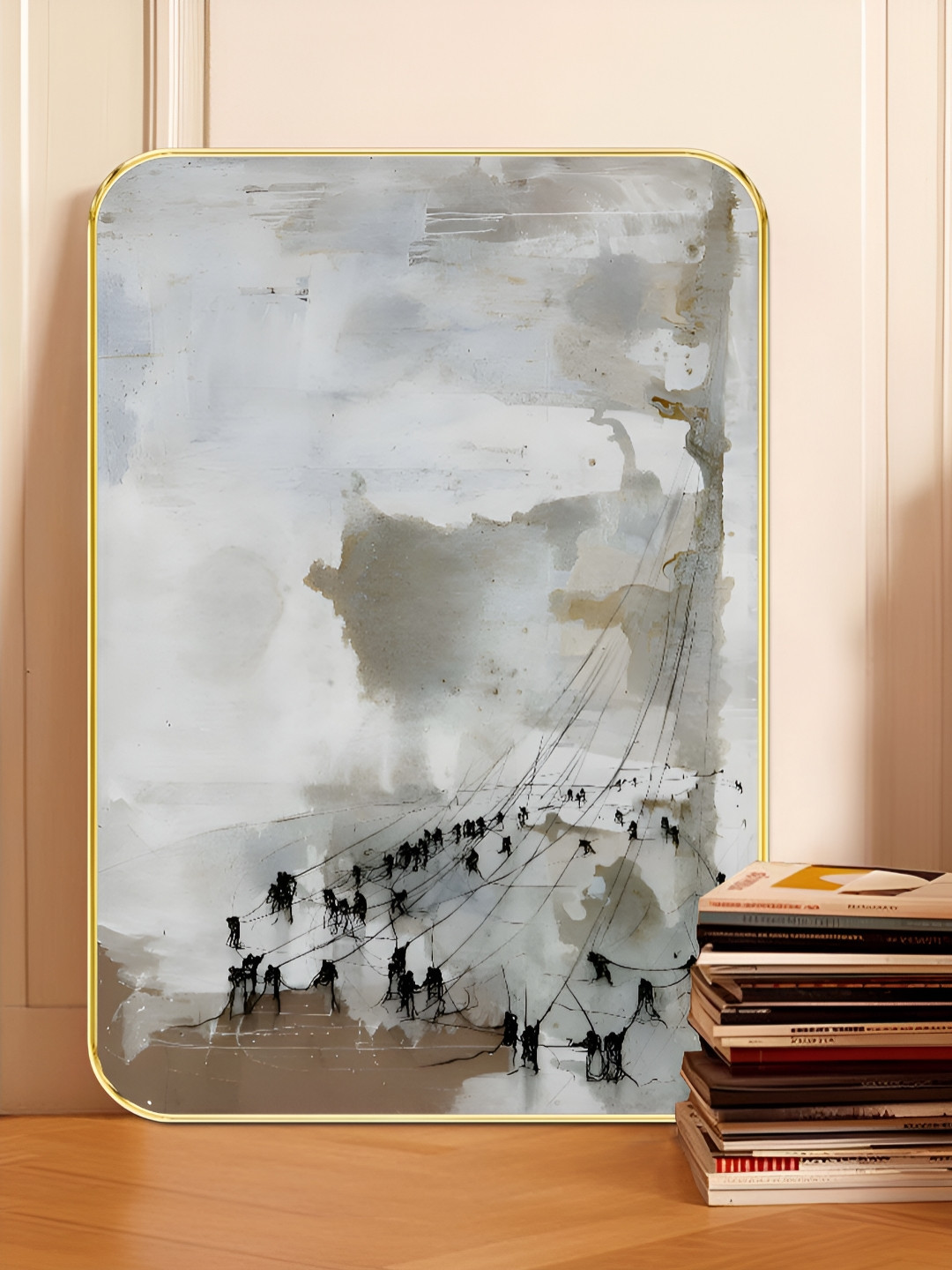 SAF Grey & Black Abstract Human Figure Wooden Wall Art