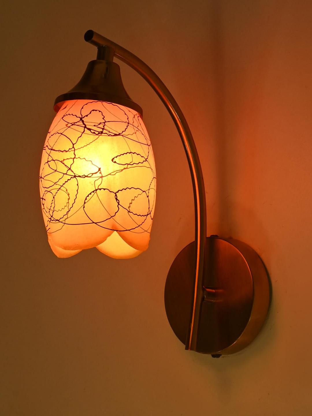 Somil Premium Designer Glass Wall/Night Lamp  Elegant  & Stylish Dcor Accent for Modern Interiors,  Color Orange, Black, White, Size:- 9.5 x 9.5 x 30 CM