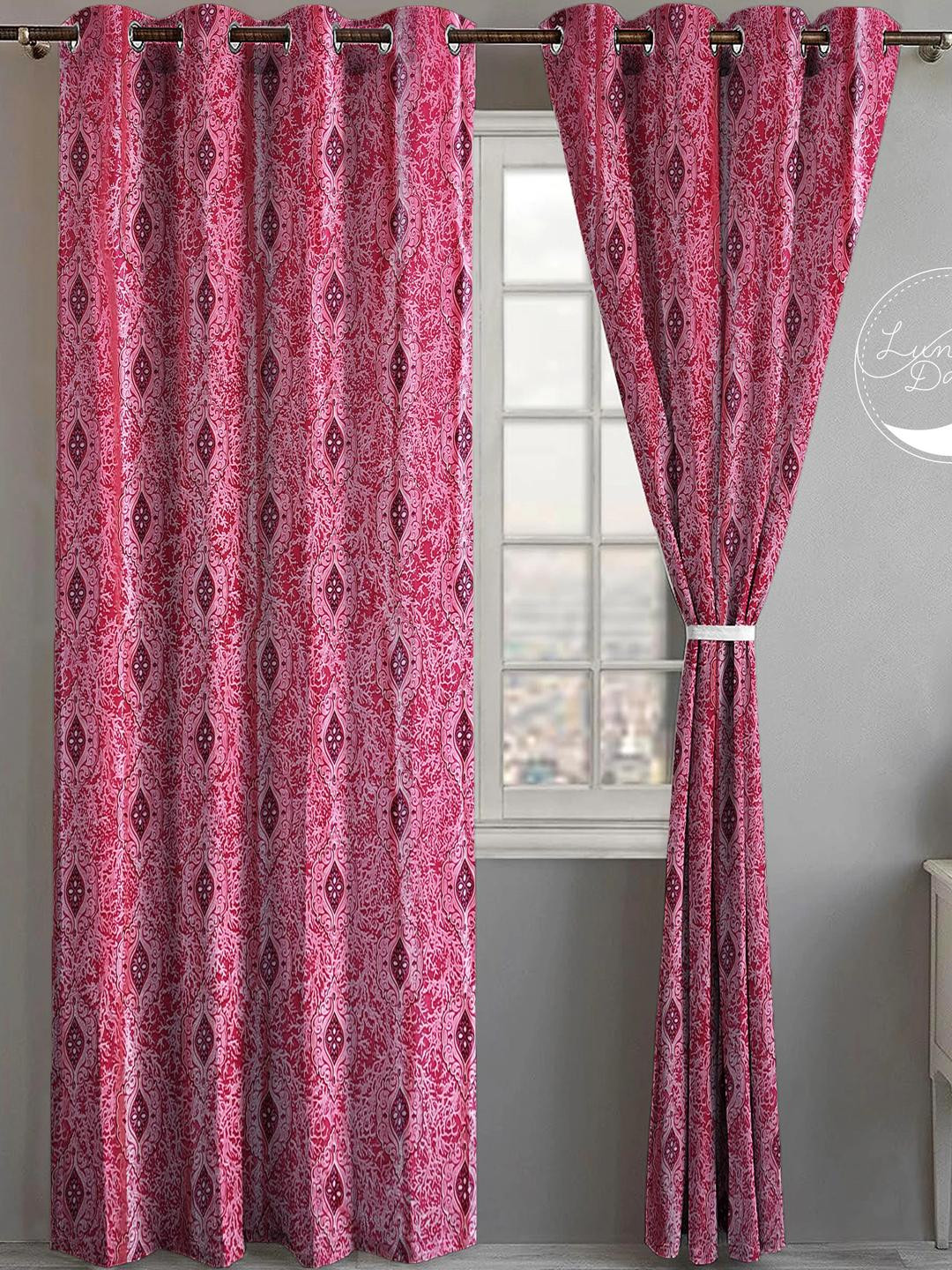 Lunar Days Set of 2 Pink 9 Feet Window Curtains