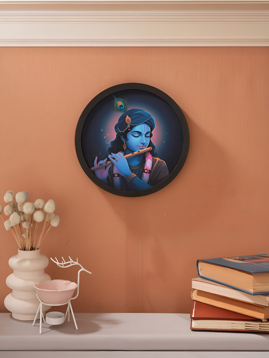 Homspurts Blue And Black Wood Kanha Wall Lamp