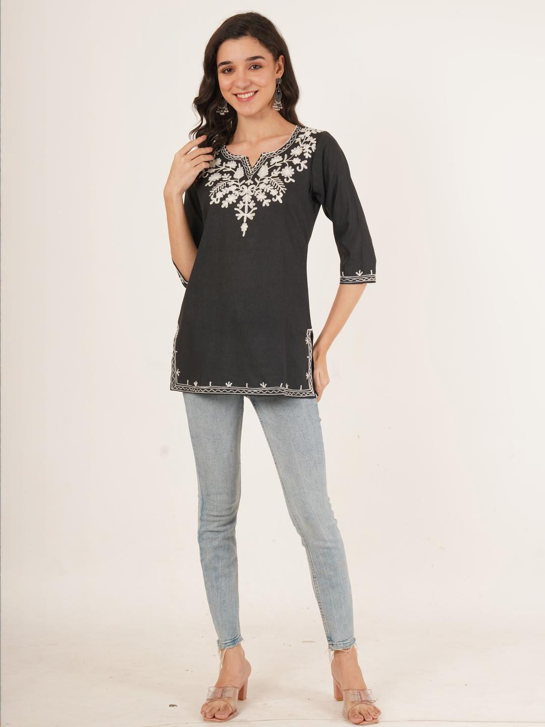 Ethic Glance Women Black Tops