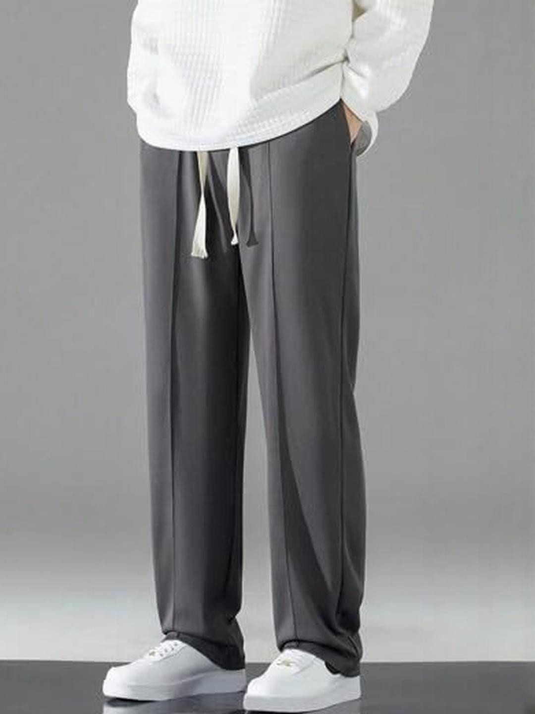Imsa Moda Men Loose Fit High-Rise Wrinkle Free Pleated Culottes Trousers