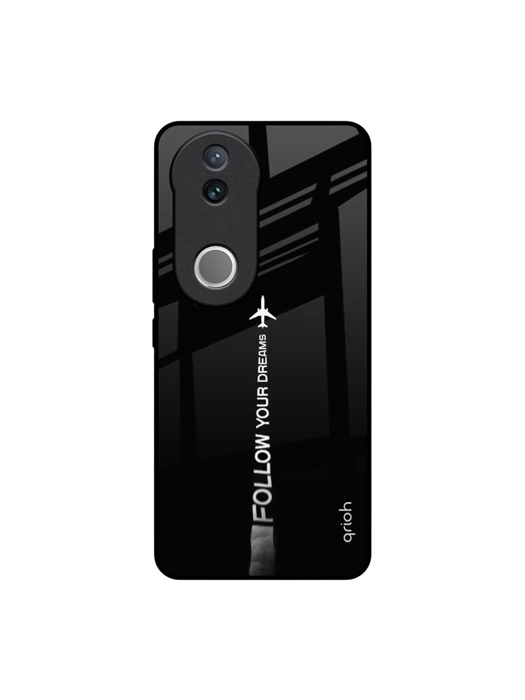 QRIOH Follow Your Dreams Printed Vivo V50 5G Glass Back Case Mobile Accessories