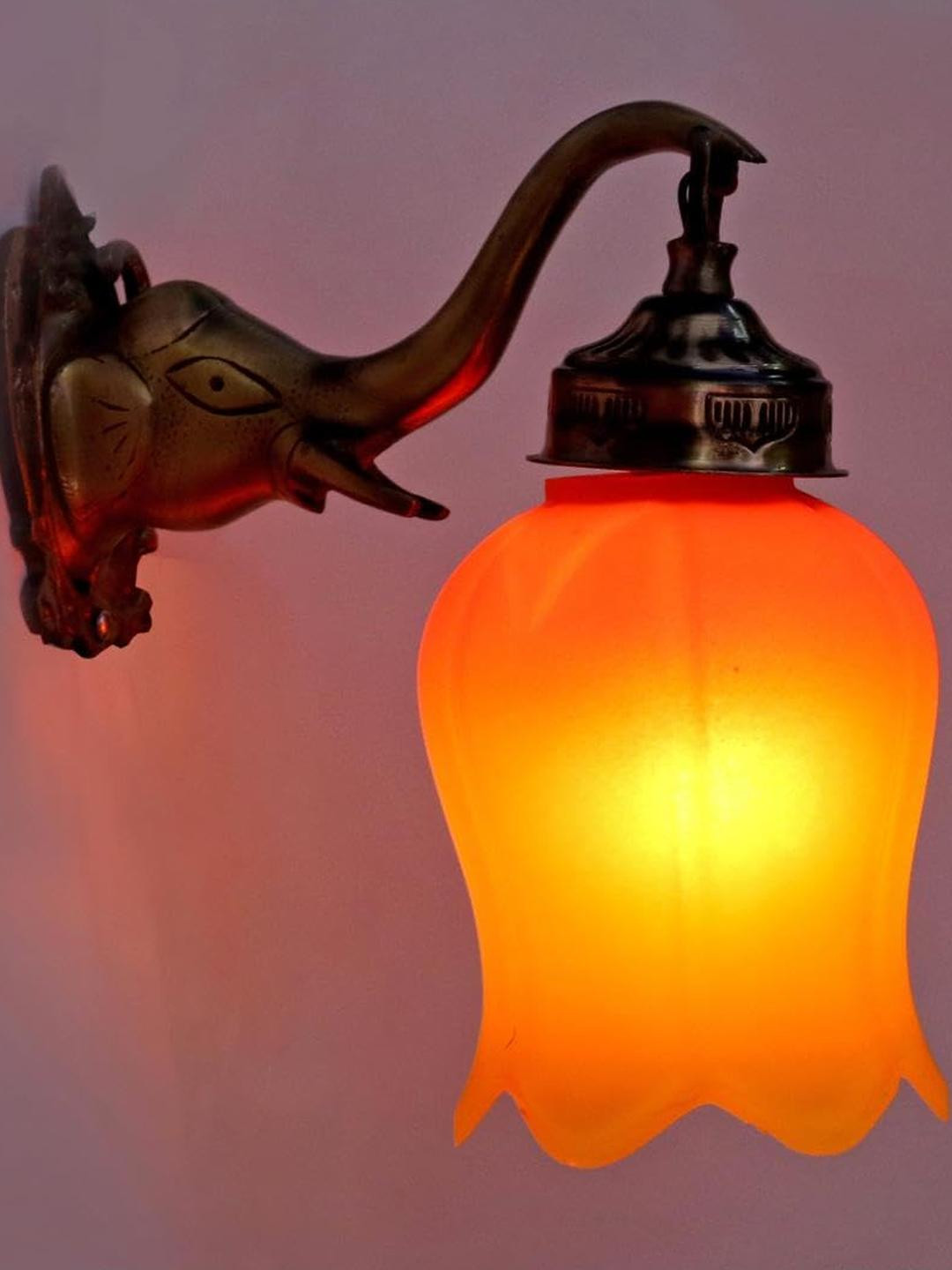 Somil Premium Designer Glass Wall/Night Lamp  Elegant  & Stylish Dcor Accent for Modern Interiors,  Color  Orange, Yellow, Size- 19 X 21.5 X 24.5 CM