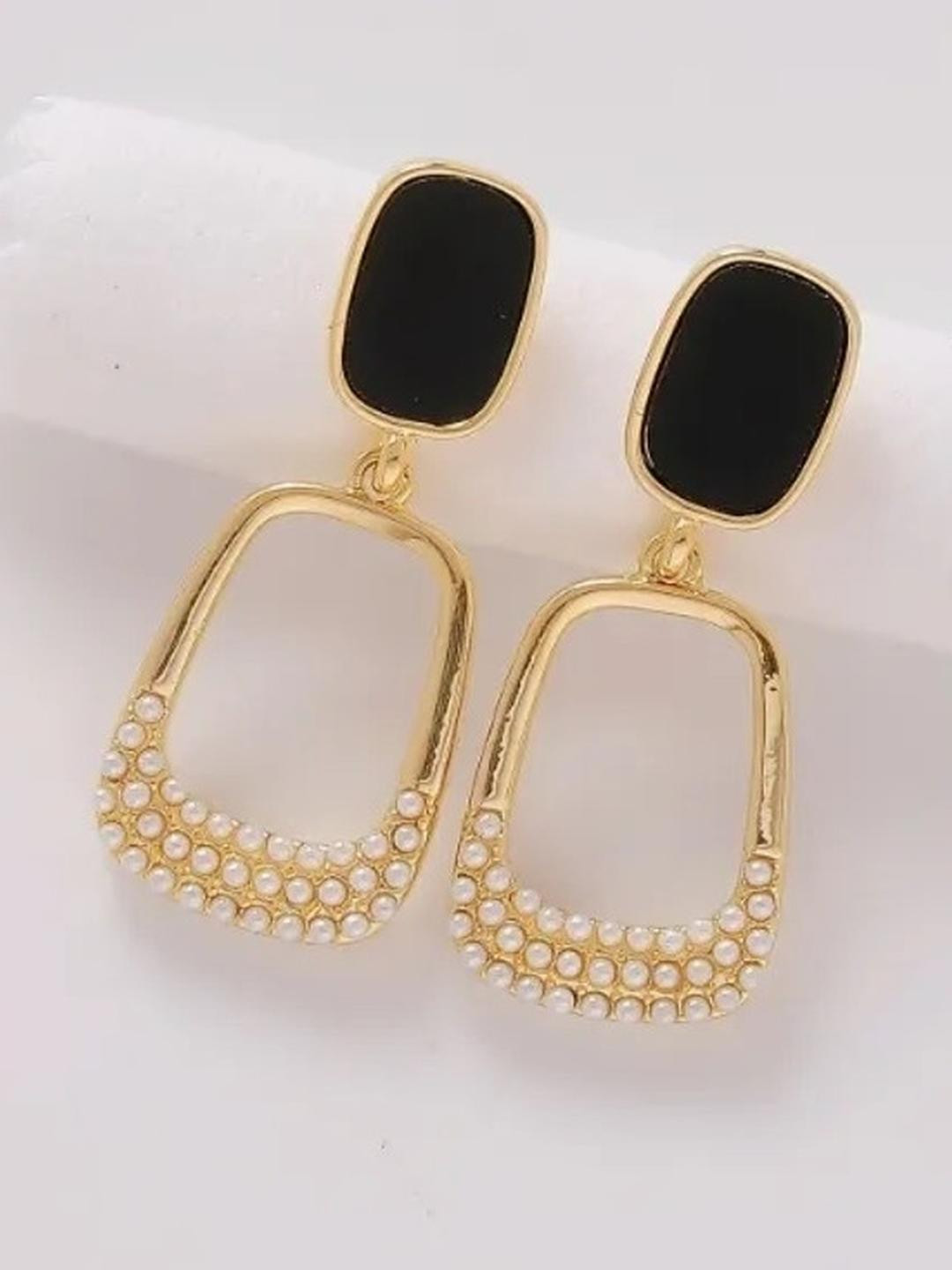 ONUYX Square Gold Plated Drop Earrings