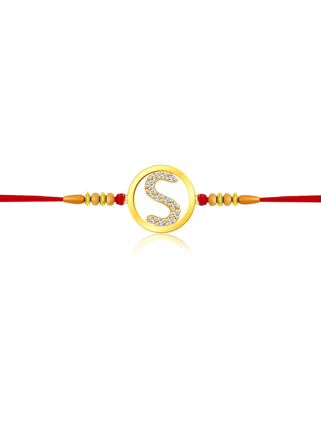 Vivastri's Premium 'S' Letter Rakhi For Brother & Lovely Sister-VIVA1105RKG