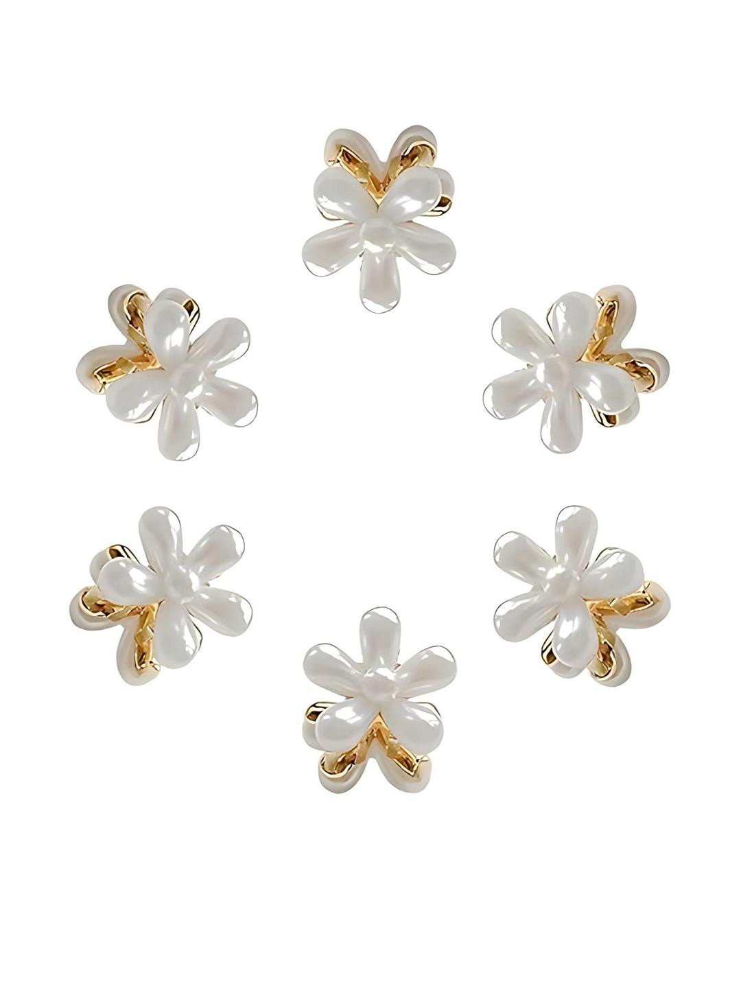 alamodey Set of 6 Pearl Flower Mini Hair Claw Clips