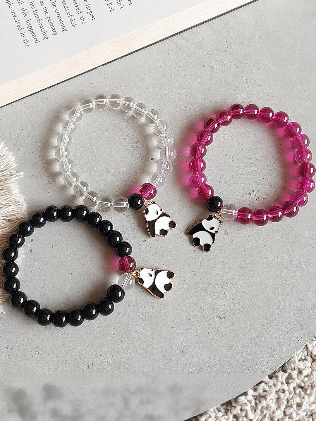 Rodya Unisex 3 Cristal White Pink & Black Bracelet