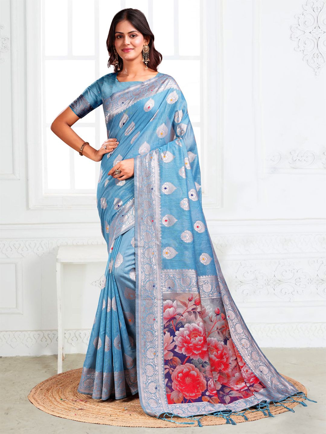 Astita Woven Design Saree with Zari Digital Printed Pallu