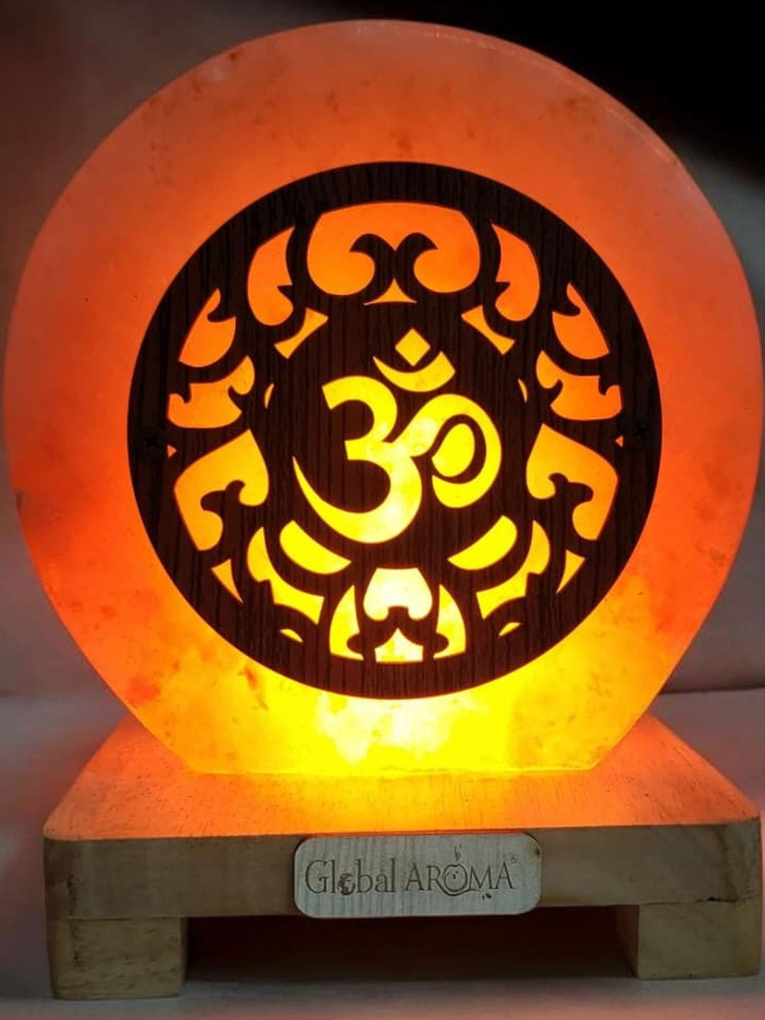 GLOBAL AROMA 3D Mini Om Himalayan Rock Salt Lamp