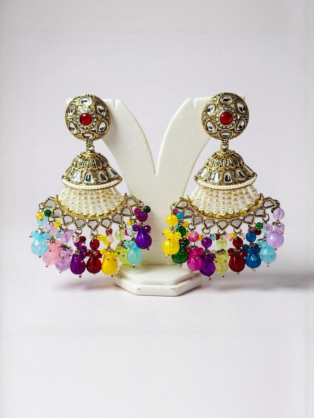 ANTIQUE JEWELLERY Copper Plated Heavy Chandbali Earrings