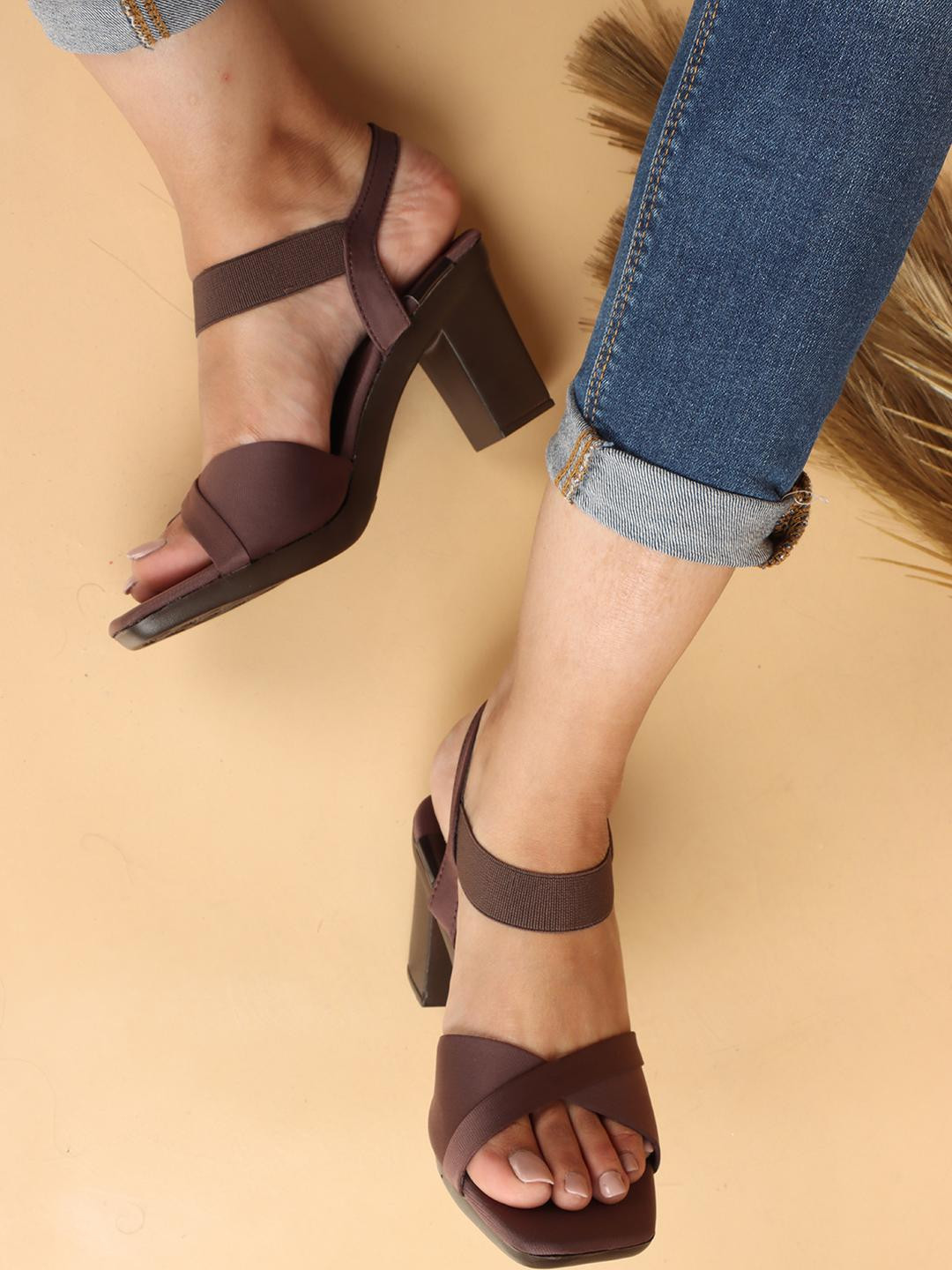 XE Looks Women Brown Block Heel Sandals