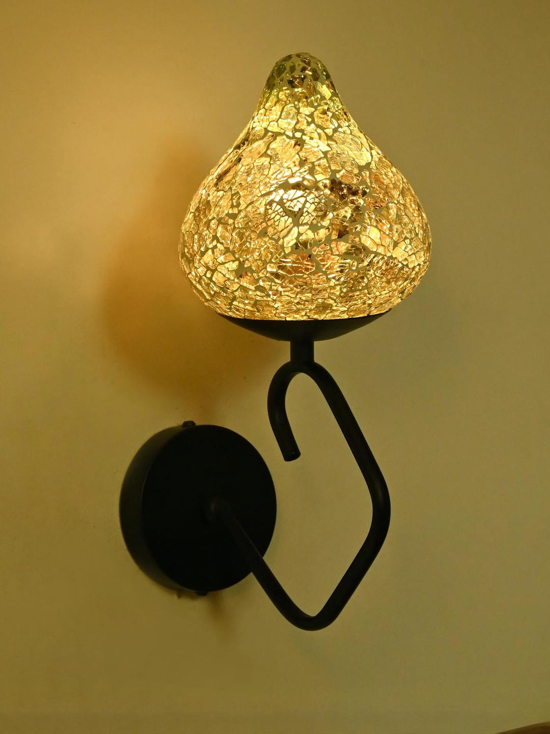 SOMIL Cylinder Shaped Blue And White Printed Glass  Wall Lamp