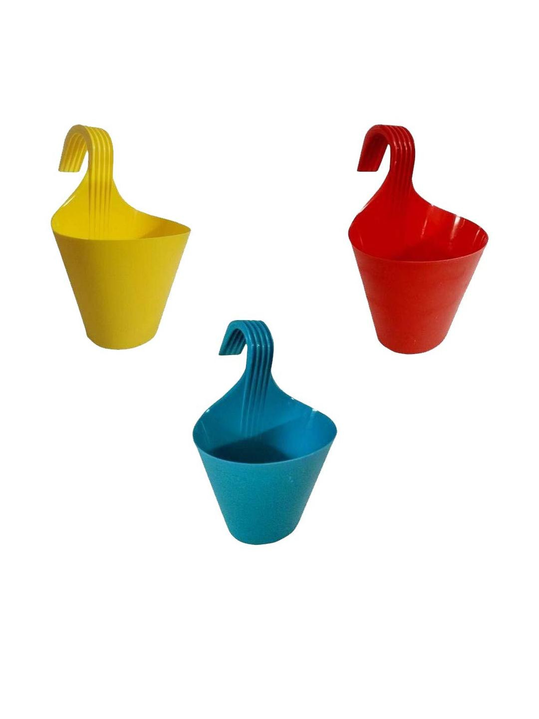 Go Hooked Set of 3 Hanging Railing Flower pots Planters