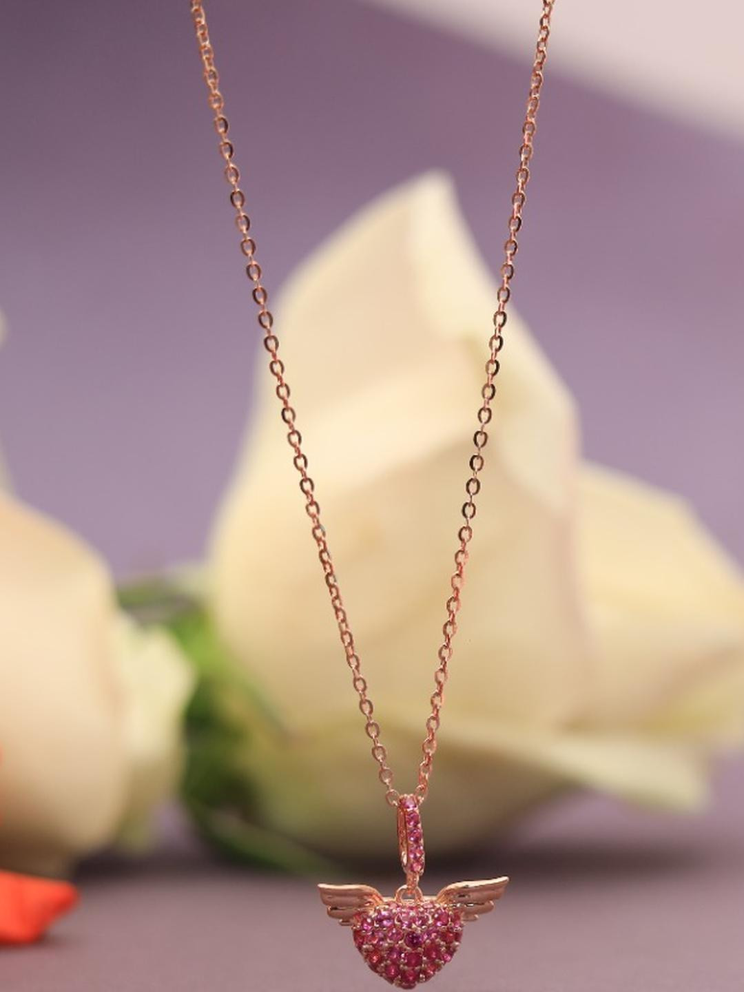 925 Silver Rose Gold Finish with Ruby Pendant