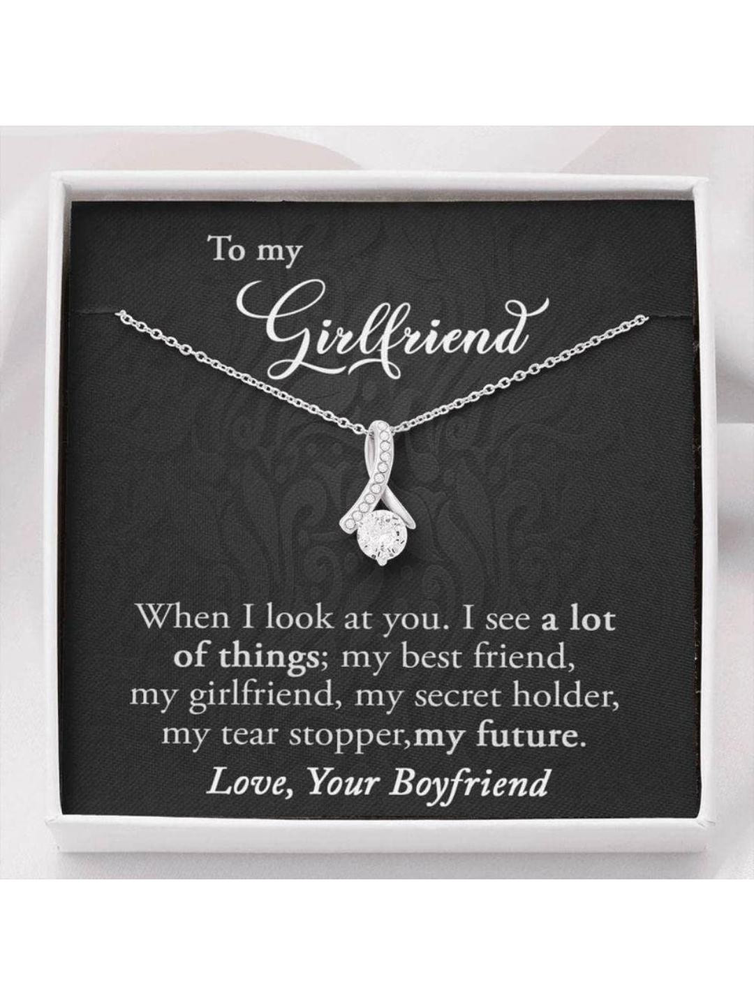 Silver Gift Girlfriend Necklace Girlfriend Gift, Gift For Girlfriend, Anniversary Necklace Gift For