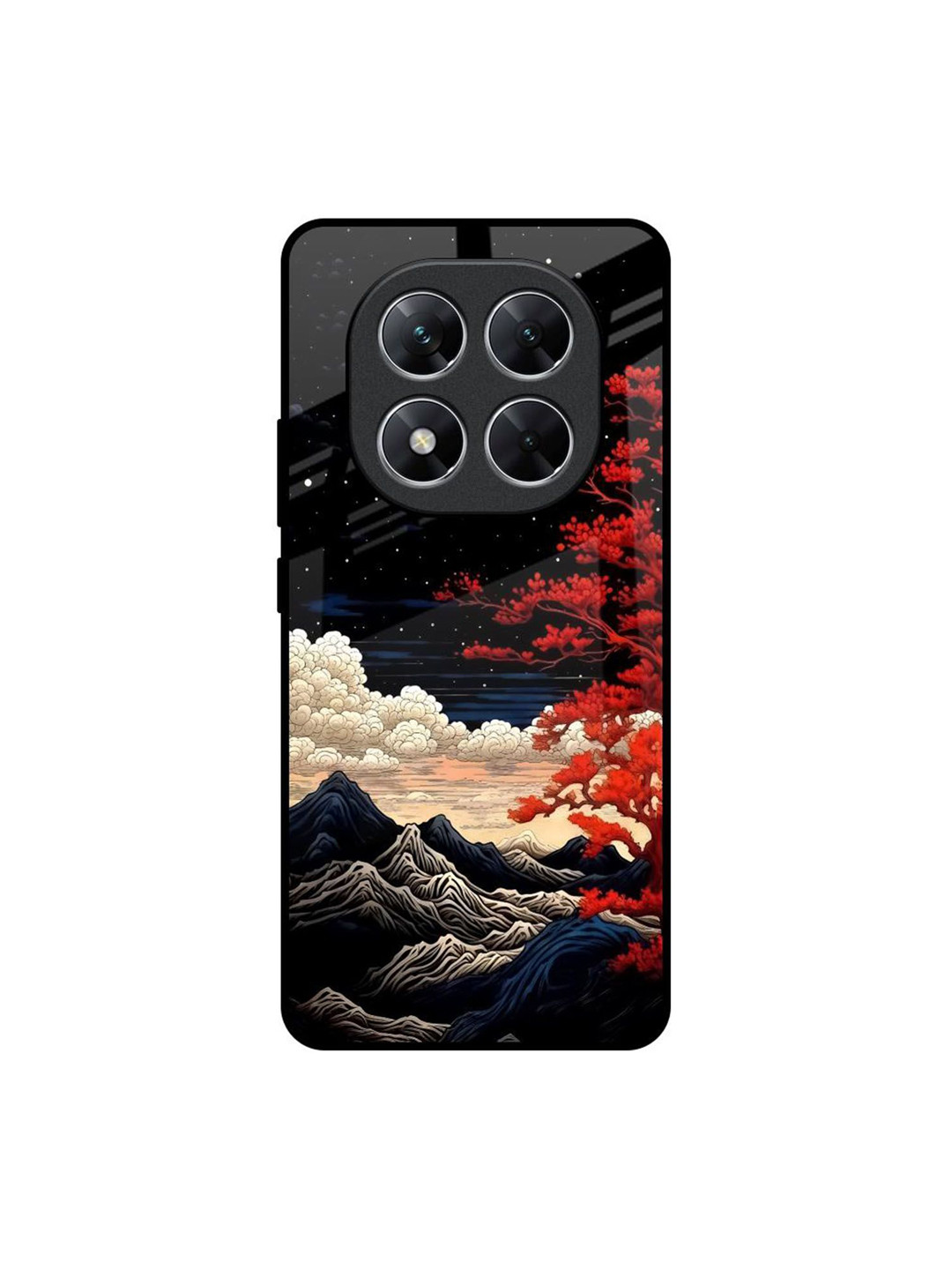 QRIOH Quirky Printed Poco X7 5G Scarlet Serenity Glass Back Case