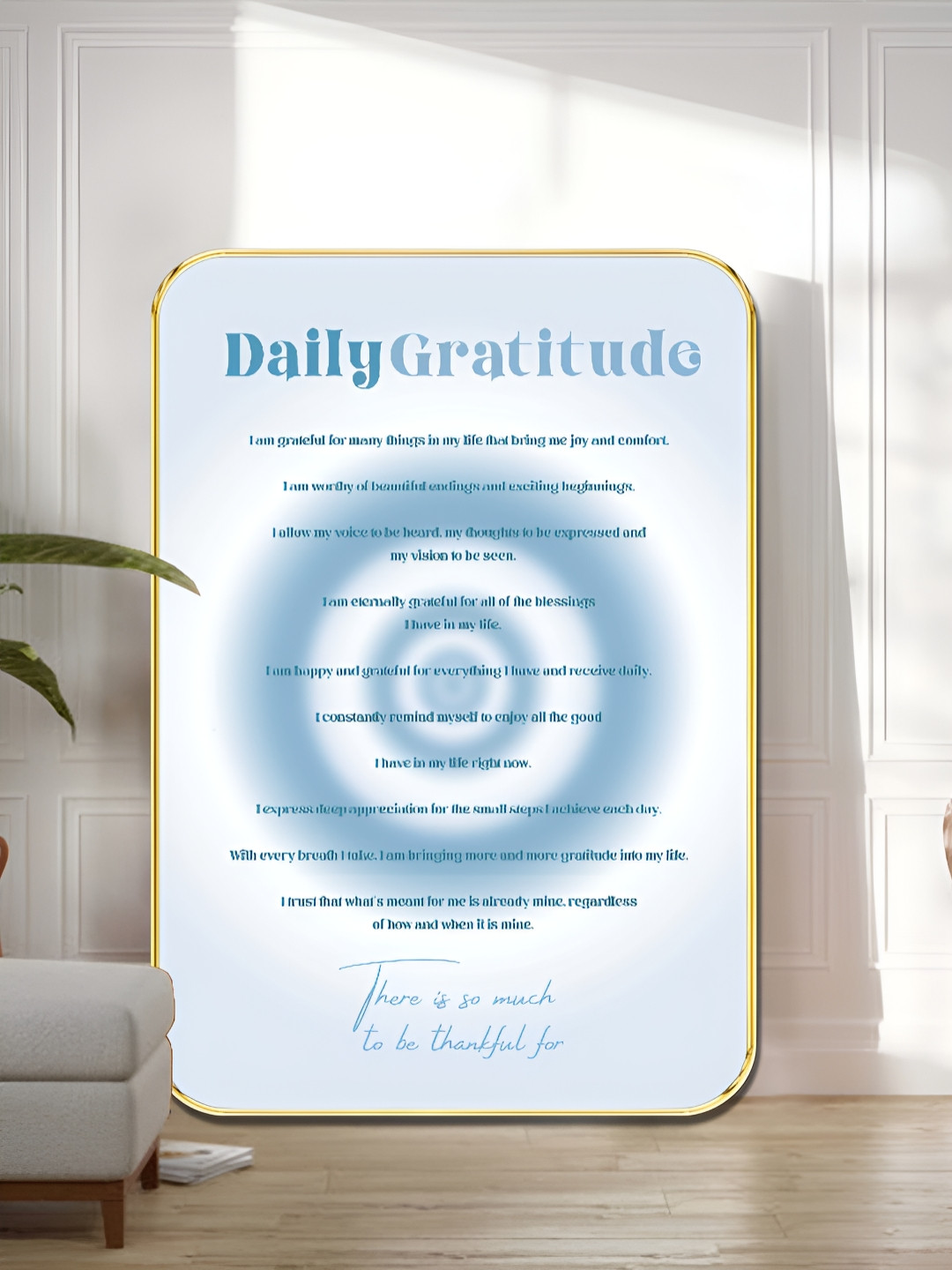 SAF Blue & White Daily Gratitude Affirmation Wooden Wall Art