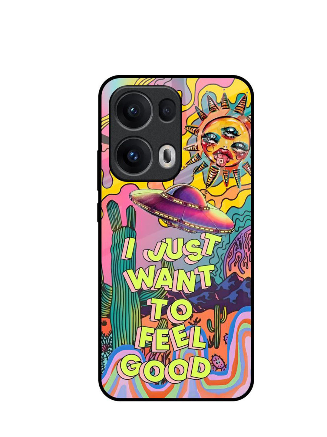 QRIOH Space Trip Printed Oppo Reno13 Pro 5G Glass Back Case Mobile Accessories