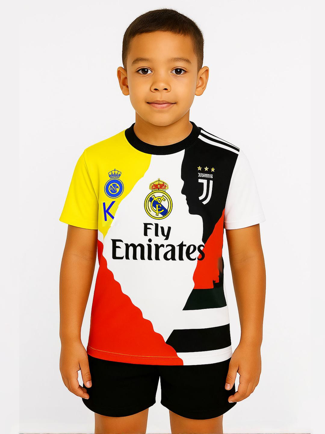 dostitch Boys Printed Cristiano Ronaldo Football Jersey With Shorts