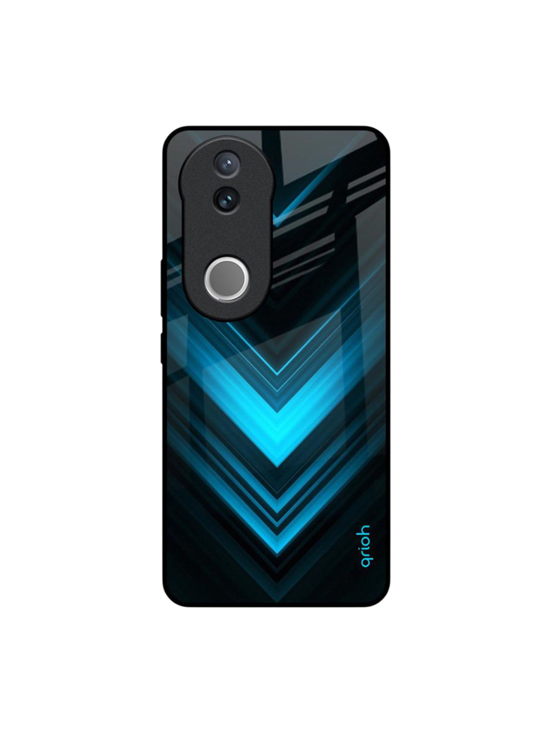 QRIOH Quirky Printed Vivo V50 5G Blue Arrow Glass Back Case Mobile Accessories