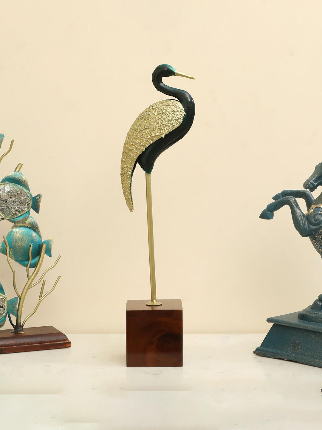vedas F-Fabo Black & Gold-Toned Bird Showpiece