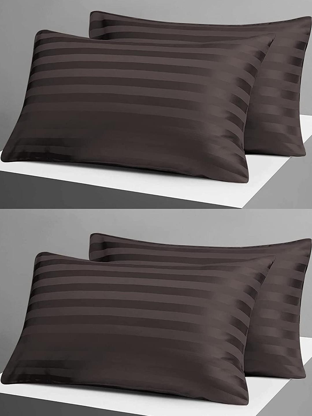 Fabture Set of 4 300 TC Cotton Satin Stripe Pillow Covers