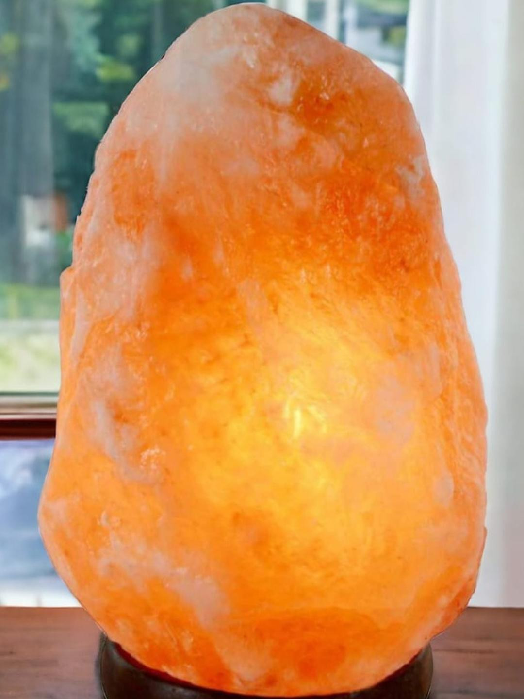 GLOBAL AROMA Orange Wood Contemporary Abstract Shaped Table Lamp