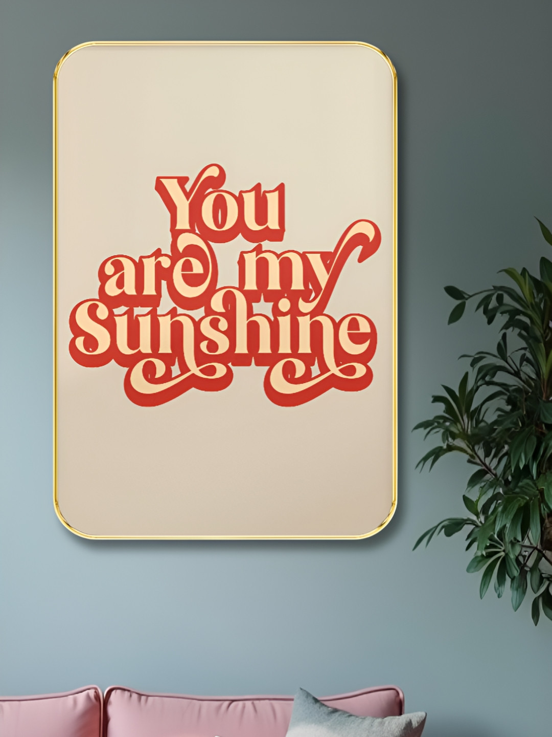 Livin'luxe Beige & Red You Are My Sunshine Wall Art