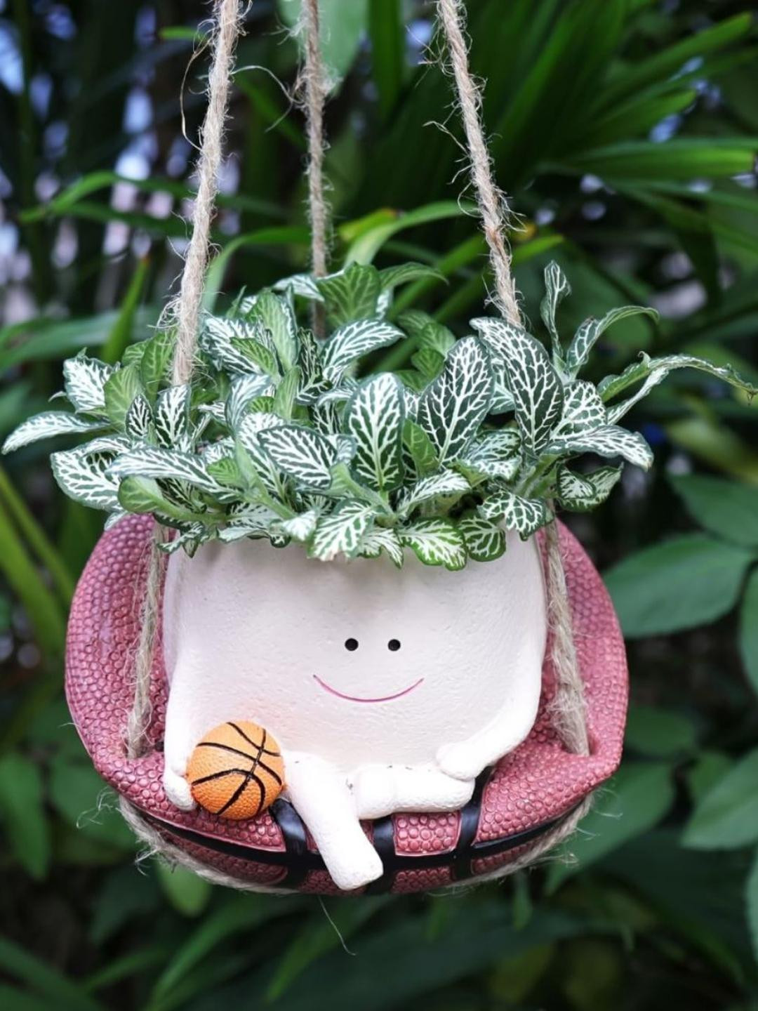 Eleven To Eleven Decor Hanging Swing Face with Basket Ball Flower Pot Planter